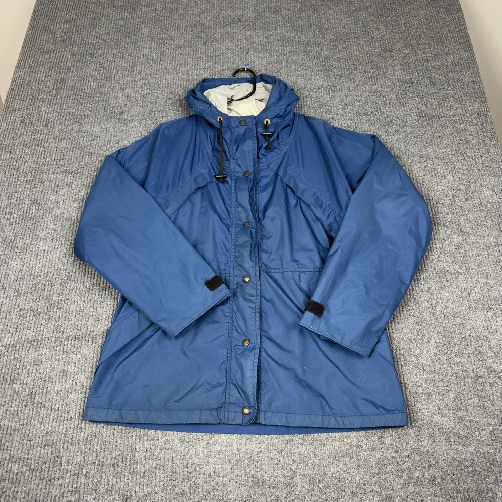 Vintage REI Parka Jacket Women 12 Navy Blue Hooded Full Zip Gorpcore Made in USA